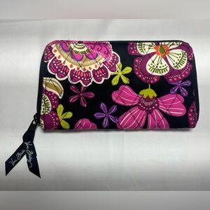 Vera Bradley Floral Wallet - Black, Pink, and Green